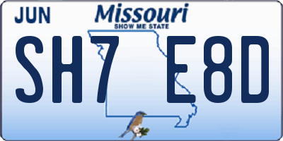 MO license plate SH7E8D