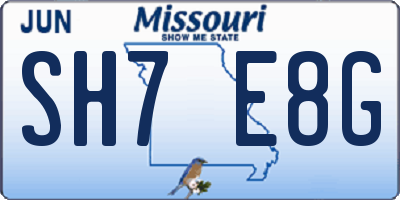 MO license plate SH7E8G