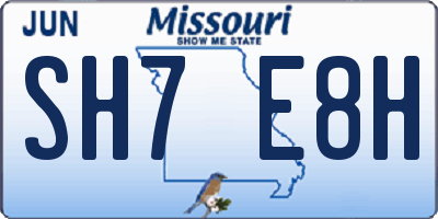 MO license plate SH7E8H