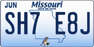 MO license plate SH7E8J