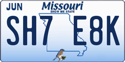 MO license plate SH7E8K