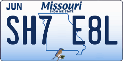 MO license plate SH7E8L