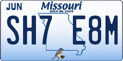 MO license plate SH7E8M