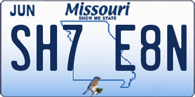 MO license plate SH7E8N