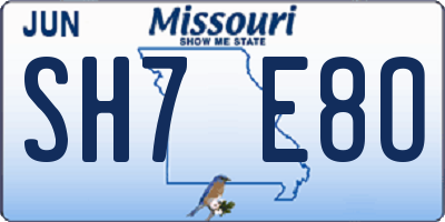MO license plate SH7E8O