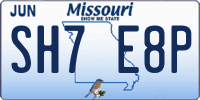 MO license plate SH7E8P