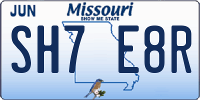 MO license plate SH7E8R
