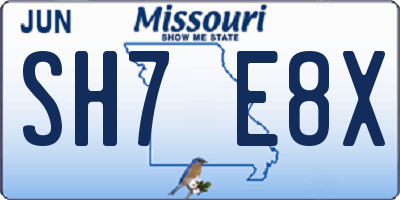 MO license plate SH7E8X