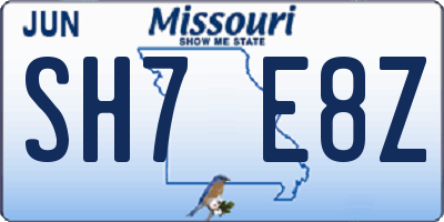 MO license plate SH7E8Z