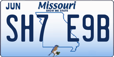 MO license plate SH7E9B