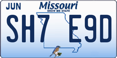 MO license plate SH7E9D