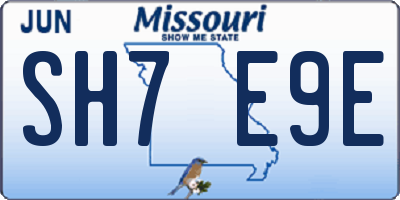 MO license plate SH7E9E