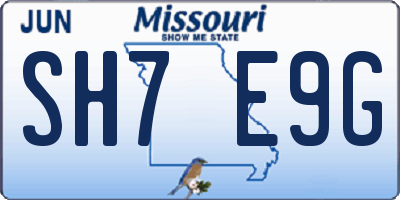 MO license plate SH7E9G