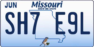 MO license plate SH7E9L