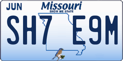 MO license plate SH7E9M
