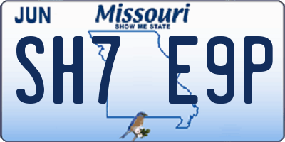 MO license plate SH7E9P