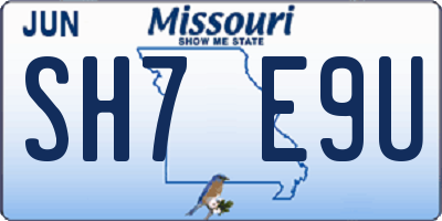 MO license plate SH7E9U