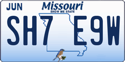 MO license plate SH7E9W