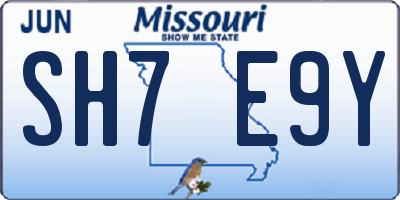 MO license plate SH7E9Y