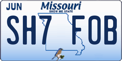 MO license plate SH7F0B