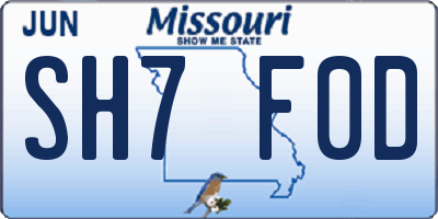 MO license plate SH7F0D