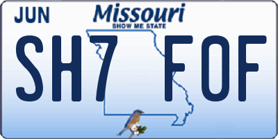 MO license plate SH7F0F