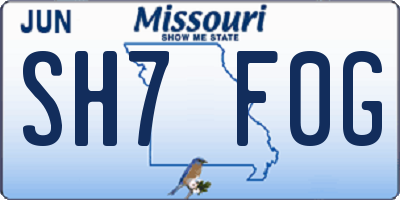 MO license plate SH7F0G