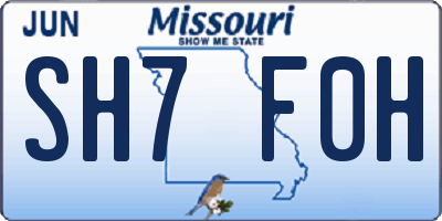 MO license plate SH7F0H