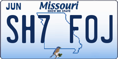 MO license plate SH7F0J