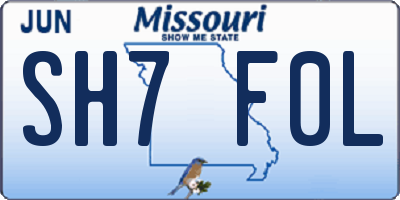 MO license plate SH7F0L