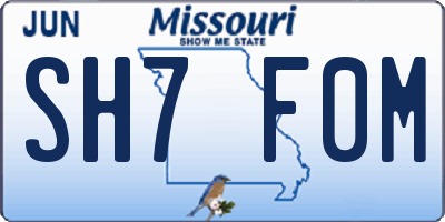 MO license plate SH7F0M