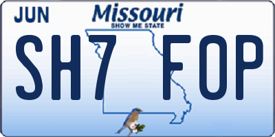 MO license plate SH7F0P
