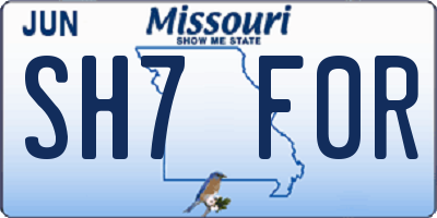 MO license plate SH7F0R