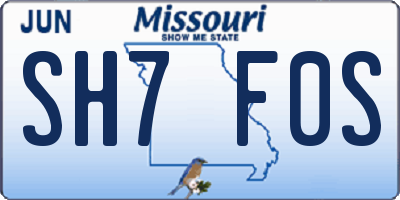 MO license plate SH7F0S