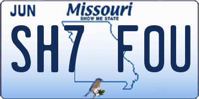 MO license plate SH7F0U