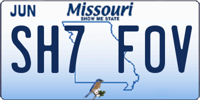 MO license plate SH7F0V