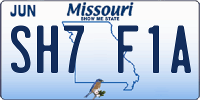 MO license plate SH7F1A