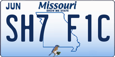 MO license plate SH7F1C