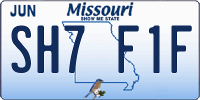 MO license plate SH7F1F
