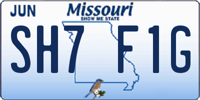 MO license plate SH7F1G
