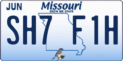 MO license plate SH7F1H