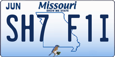 MO license plate SH7F1I