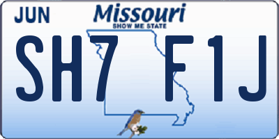 MO license plate SH7F1J