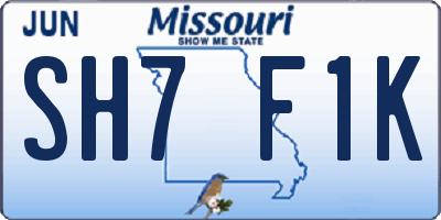 MO license plate SH7F1K