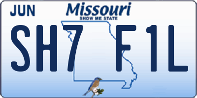 MO license plate SH7F1L