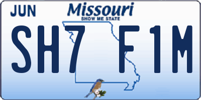 MO license plate SH7F1M