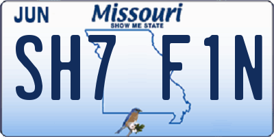 MO license plate SH7F1N