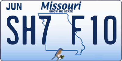 MO license plate SH7F1O