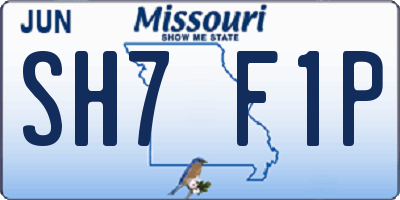 MO license plate SH7F1P