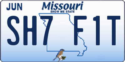 MO license plate SH7F1T